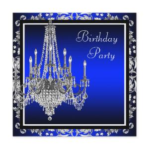 Royal Blue Damask Chandelier Birthday Party