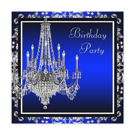 Royal Blue Damask Chandelier Birthday Party