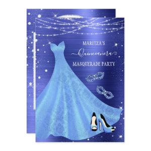 Royal Blue Diamond Masquerade Quinceañera