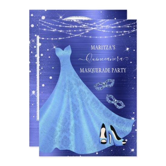 Royal Blue Diamond Masquerade Quinceañera