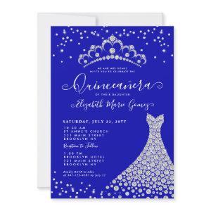 Royal Blue Diamond Sparkle Tiara Gown Quinceanera