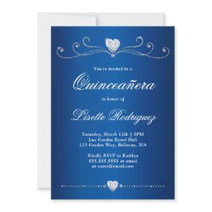 Royal Blue Diamond Swirl Elegant Quinceanera