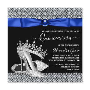 Royal Blue Diamond Tiara Shoe Quinceanera