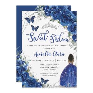 Royal Blue Floral Brown Princess Sweet 16 Birthday