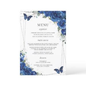 Royal Blue Floral Butterflies Quinceanera Menu