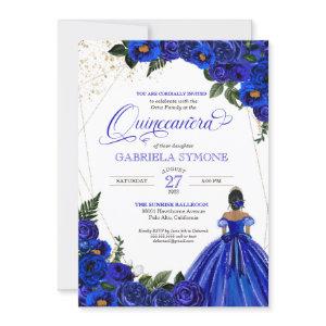 Royal Blue Floral Elegant Dress Gown Quinceanera