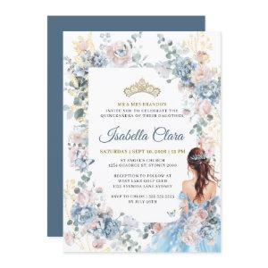 Royal Blue Floral Garden Quinceanera