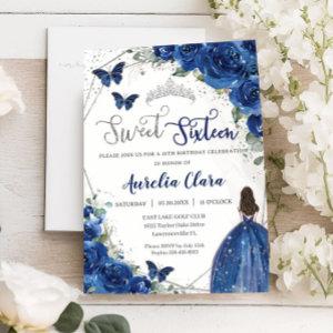 Royal Blue Floral Princess Sweet 16 Birthday