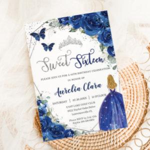 Royal Blue Floral Princess Sweet 16 Birthday