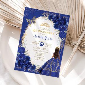 Royal Blue Floral Quinceañera Butterfly Mis Quince