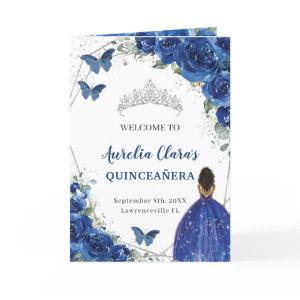 Royal Blue Floral Quinceañera Order of Events Program