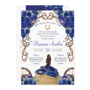 Royal Blue Floral Western Charra Quinceañera