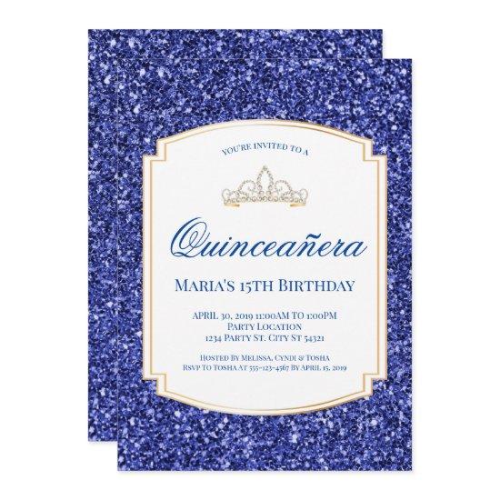 Royal Blue Glitter Quinceañera