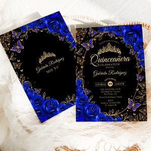 Royal Blue Gold Black Quinceanera