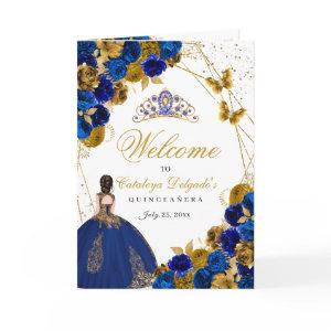 Royal Blue & Gold Butterfly Quinceanera Program