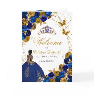 Royal Blue & Gold Butterfly Quinceanera Program