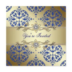 Royal Blue Gold Damask Party