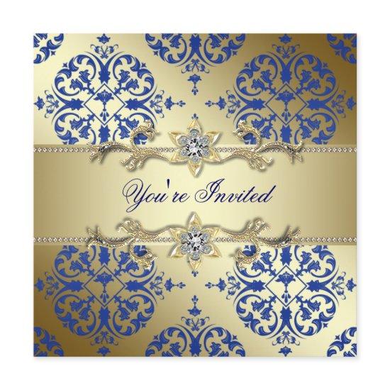 Royal Blue Gold Damask Party