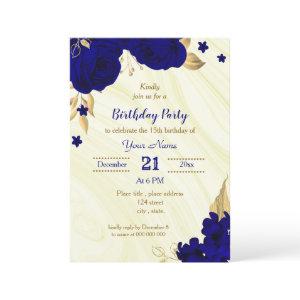 royal blue gold floral birthday party
