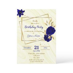 royal blue gold floral geometric birthday party  i