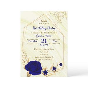 royal blue gold floral geometric birthday party