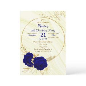 royal blue gold floral wreath birthday party