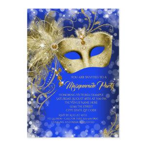 Royal Blue Gold Glitter Masquerade Party