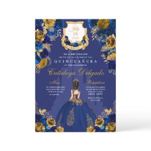 Royal Blue & Gold Princess Castle Quinceañera