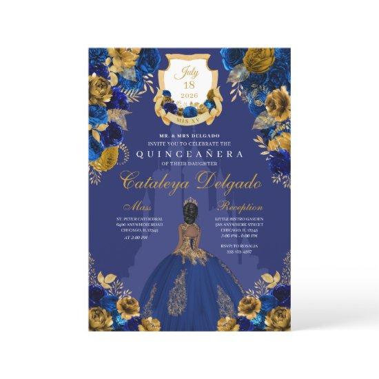 Royal Blue & Gold Princess Castle Quinceañera