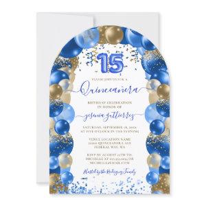 Royal Blue Gold Quinceañera Balloon Photo