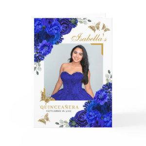Royal Blue & Gold Quinceanera Tiara Butterflies Program