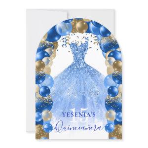 Royal Blue Gold Sparkle Dress Quinceañera Balloon