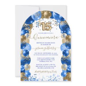 Royal Blue Gold Sparkle Quinceañera Balloon