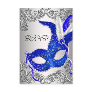 Royal Blue Mask Masquerade Party RSVP