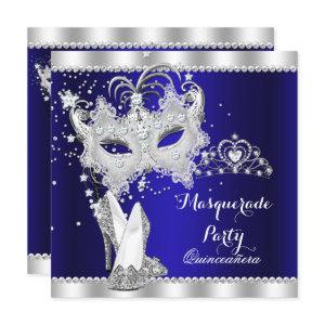 Royal Blue Masquerade Quinceanera Mask Hi Heels