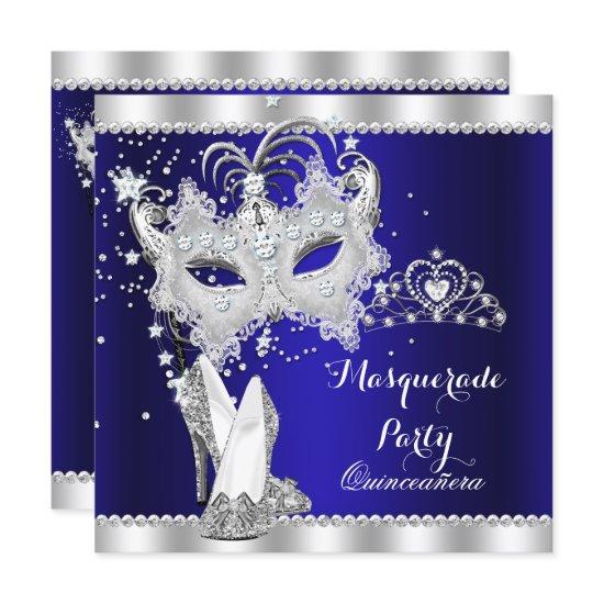 Royal Blue Masquerade Quinceanera Mask Hi Heels