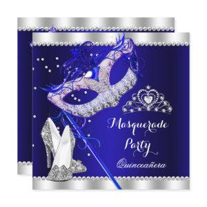 Royal Blue Masquerade Quinceanera Party Mask Heels