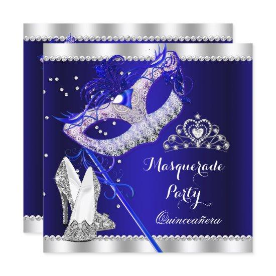 Royal Blue Masquerade Quinceanera Party Mask Heels