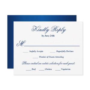 Royal Blue Meal Choice RSVP Card