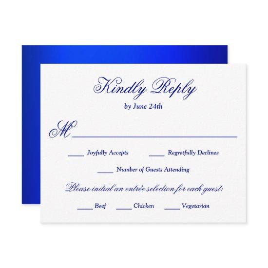 Royal Blue Meal Selection RSVP Card