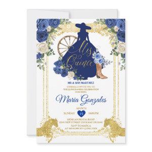 Royal Blue Mis Quince 15 Anos Gold Glitter