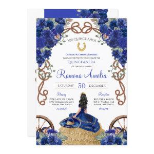 Royal Blue Navy Rose Charra Western Quinceañera
