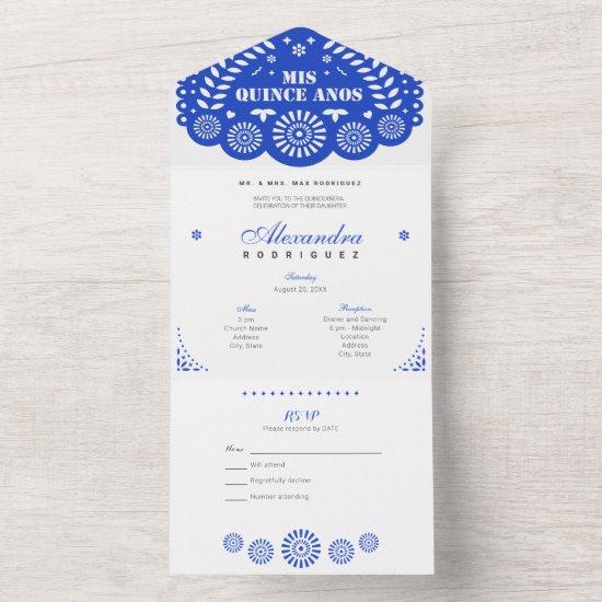 Royal Blue Papel Picado Mis Quince Años All In One