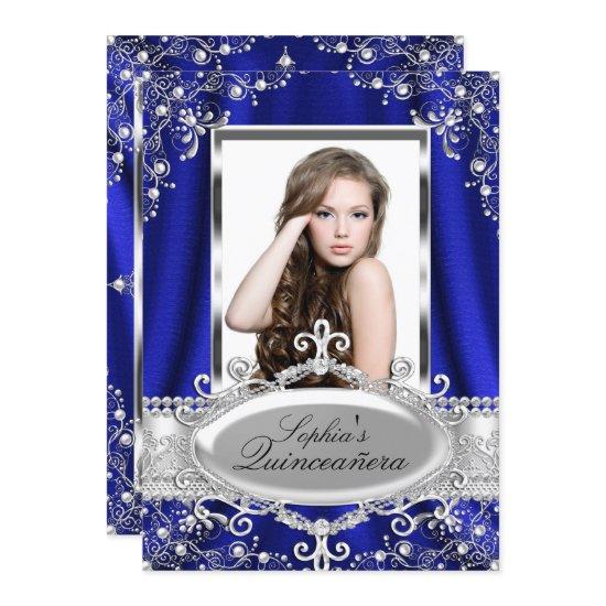 Royal Blue Pearl Silk Vintage Glamour Quinceanera