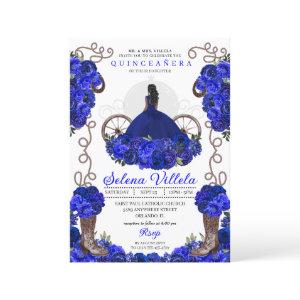Royal Blue Princess Dress & Boots Quinceanera
