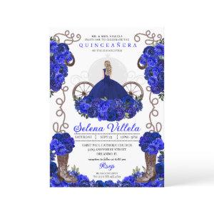 Royal Blue Princess Dress & Boots Quinceanera