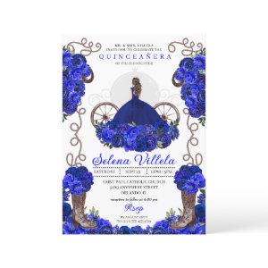 Royal Blue Princess Dress & Boots Quinceanera