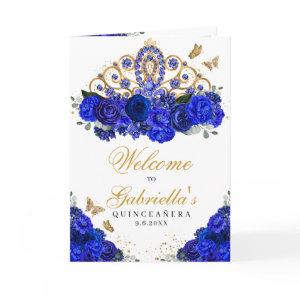 Royal Blue Princess Tiara Quinceanera Program