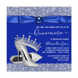 Royal Blue Quinceanera Diamond Tiara Shoe