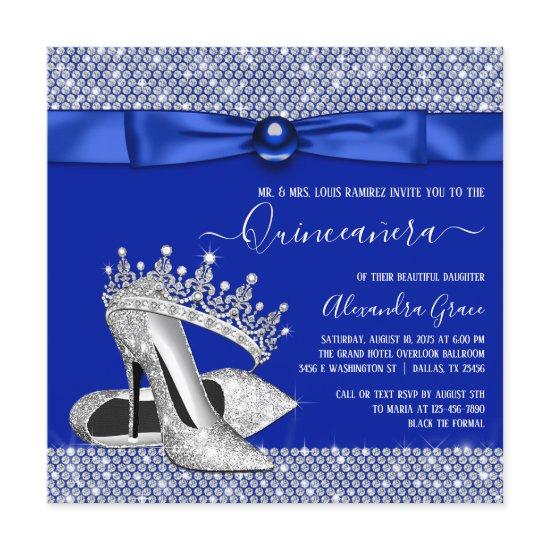 Royal Blue Quinceanera Diamond Tiara Shoe